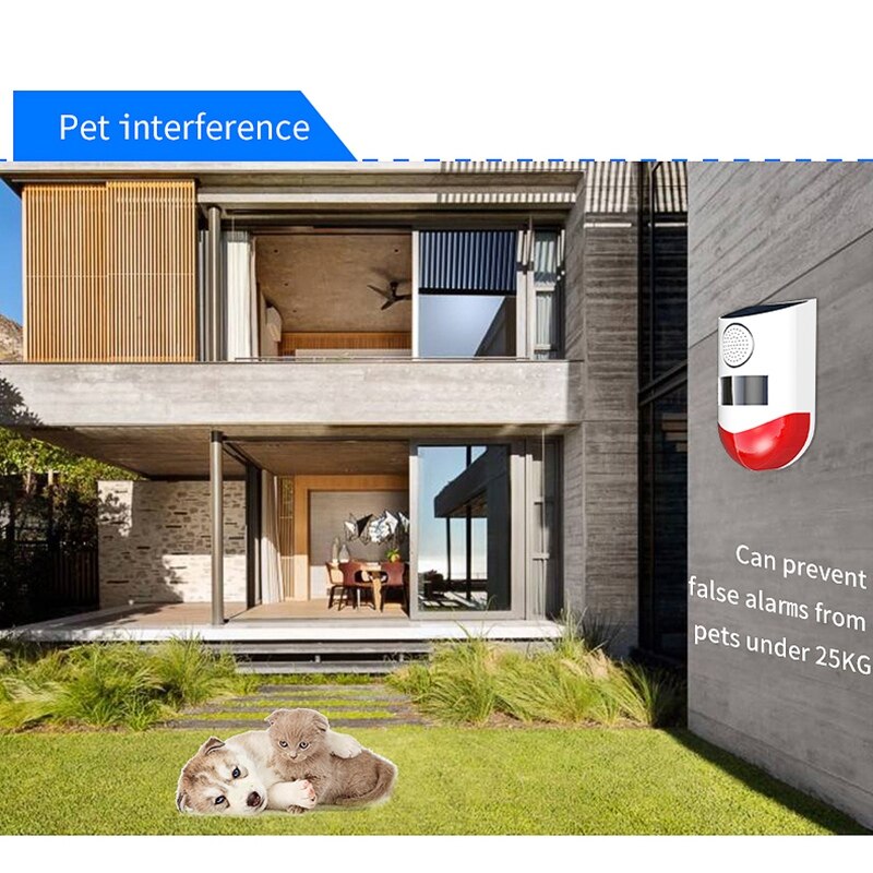 Solar Powered Infrared Motion Sensor Detector Alarm System Waterproof 120DB Loud for Home Outdoor Security