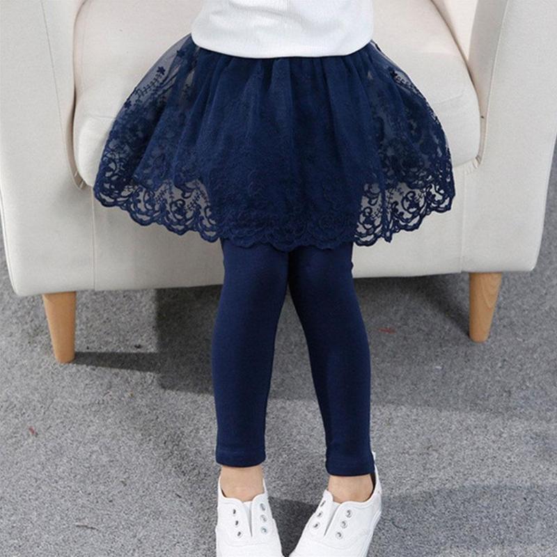 Jupe-culotte en dentelle pour filles, Leggings mignons, princesse, bleu marine, gris, P1W3, printemps et automne