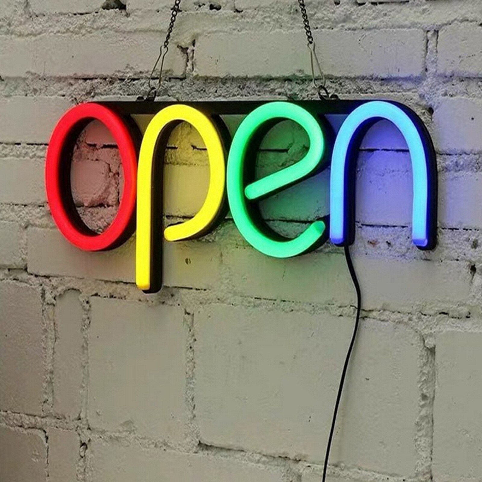 Store Window Displaying Ultra Bright Hanging Chain Restaurant Door Bar Visual Sign Lamp Artwork Decorative Neon Light Led Open