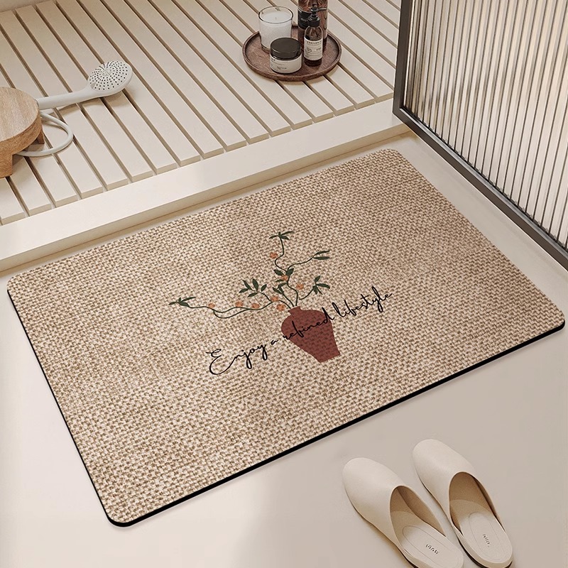 Tapis de sol de salle de bain, boue de diatomée, séchage rapide, tapis de porte de salle de bain, tapis antidérapant domestique, lavabo de toilette, coussinet de pied: 40x120 cm / YELLOW