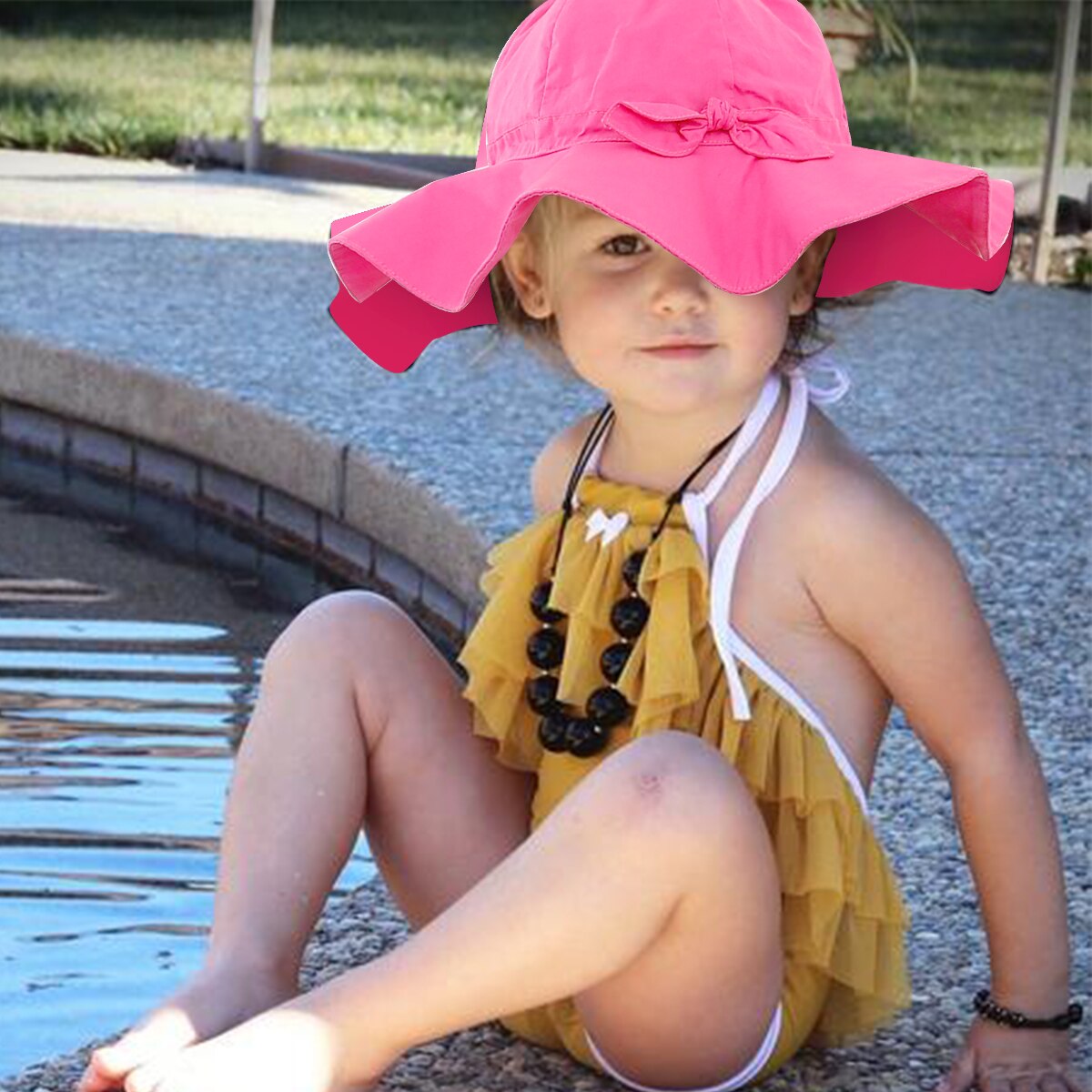 Chapeau de plage à large bord pour bébé, casquette seau ajustable en coton pour enfants, casquette d'été pour la plage