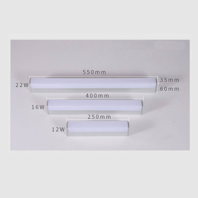 Moderne cosmetische led spiegellamp 12w 16w 22w waterdichte wandlamp badkamerverlichting  ac85-265v aluminium + pc-afdekking