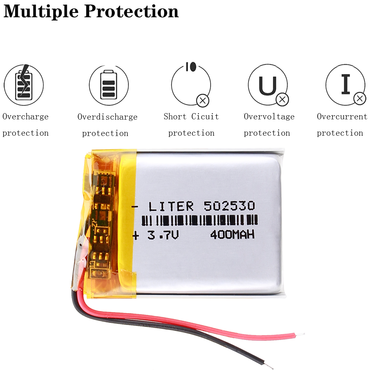 3.7V 502530 400 mah lithium-ion polymer battery goods of CE FCC ROHS certification authority