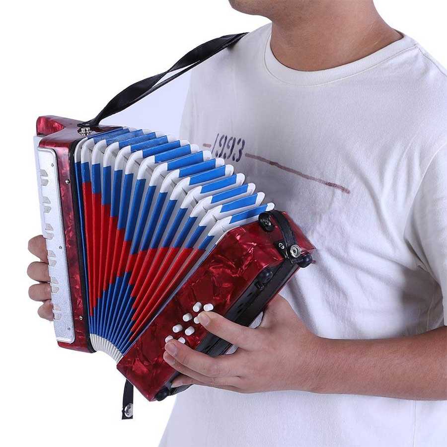 Nybörjare dragspel 4 färger 17 tangenter 8 basknappar piano dragspel konsert spelar musikinstrument för barn och nybörjare