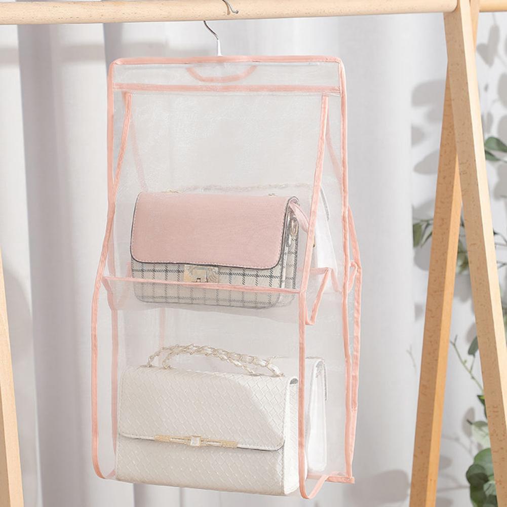 Estante de almacenamiento para sala de estar, bolsa organizadora de doble cara con textura fina de 4 colores, soporte colgante grueso