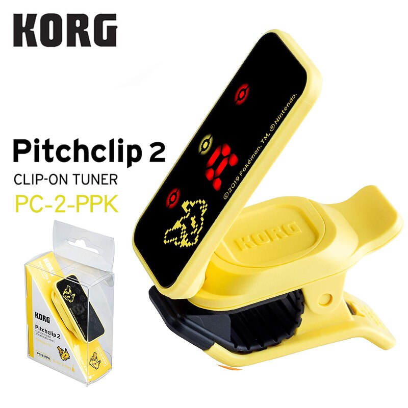 Korg pitchclip pc -1 pc-2 pc1 pc2 ultrabærbar lavprofils gitartuner kromatisk tuner - ultrabærbar - kan enkelt brettes: Pc2- gule