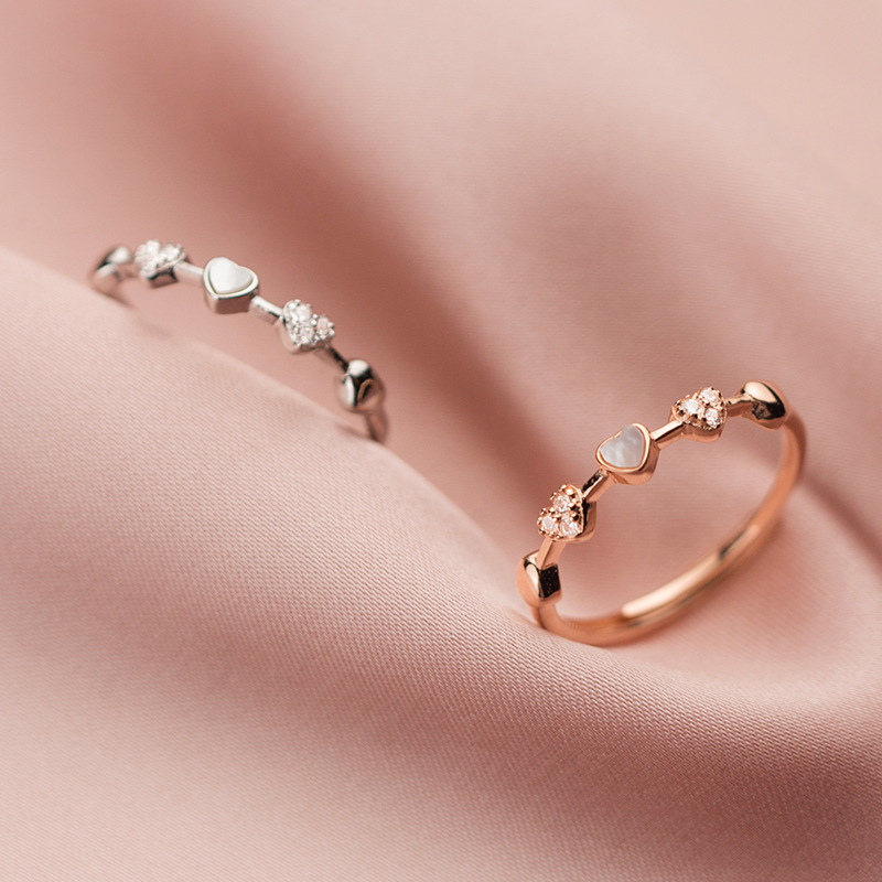 La Monada 50-57mm Heart Silver Ring 925 Korean Adjustable Rings For Women Silver 925 Sterling Jewelry Stylish Rings For Girls