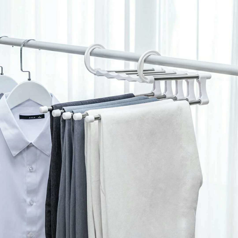Multi-function Storage Rack Double Hooks 5 Way Rack Black Trousers Hook Save Space Cloth Hanger Clothes Drying Rack