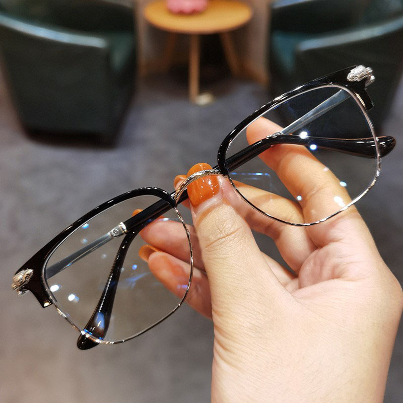 Gafas clásicas semi sin montura con bloqueo de luz azul para hombre, lentes de negocios con filtro de rayos cuadrados, monturas para ordenador, gafas para mujer