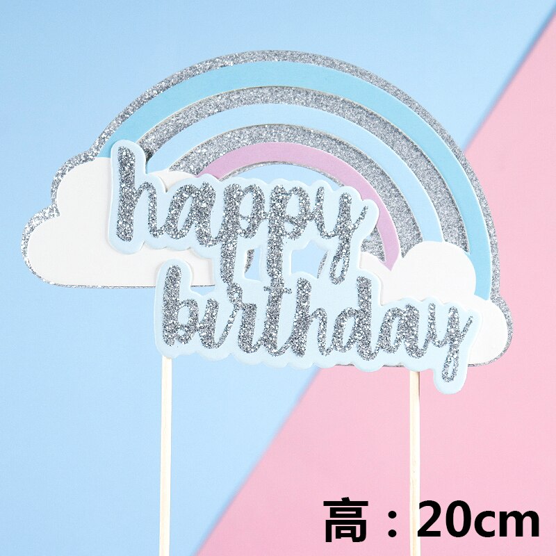 Cakelove Happy Birthday Cake Topper Cute Rainbow star sun Cloud Happy Birthday Cake Topper Flag Party Dessert Decoration Flags: rainbow 8
