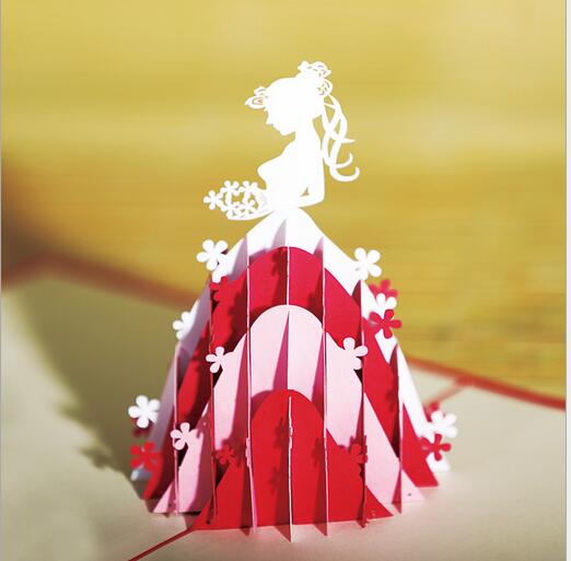 10pcs Three-dimensional greeting card bride greeting card 3D paper carving princess greeting card hollow postcard greeting card