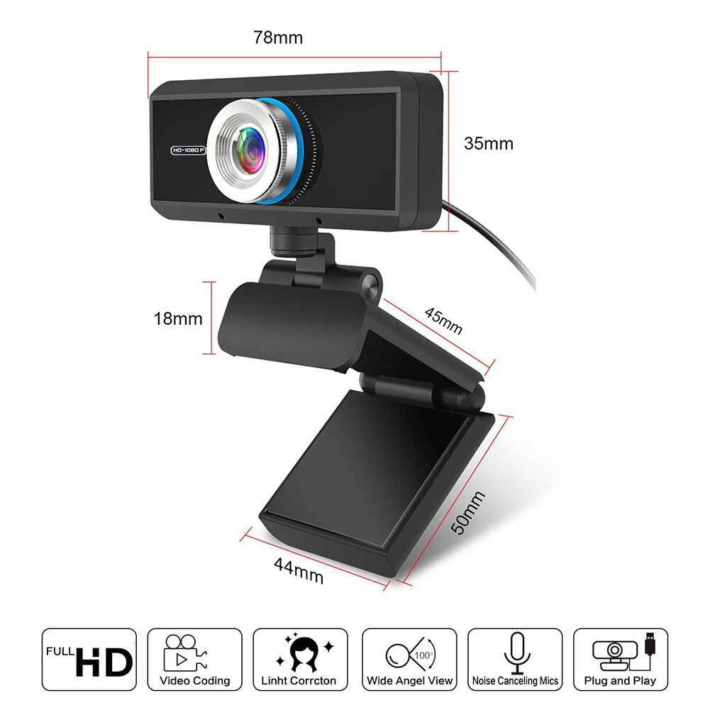 Usb Hd 1080P Webcam Ingebouwde Microfoon Kantoor Laptop Thuis Computer Gaming 180 Groothoek Video Web Camera desktop Pc Webcam