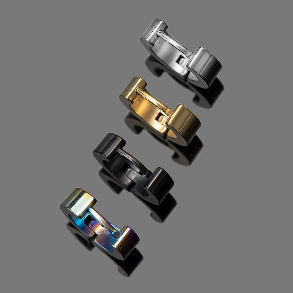 1 par de pendientes antialérgicos de acero de titanio, pendientes Punk Rock, joyería de para hombres y mujeres, pendientes redondos de círculo pequeño