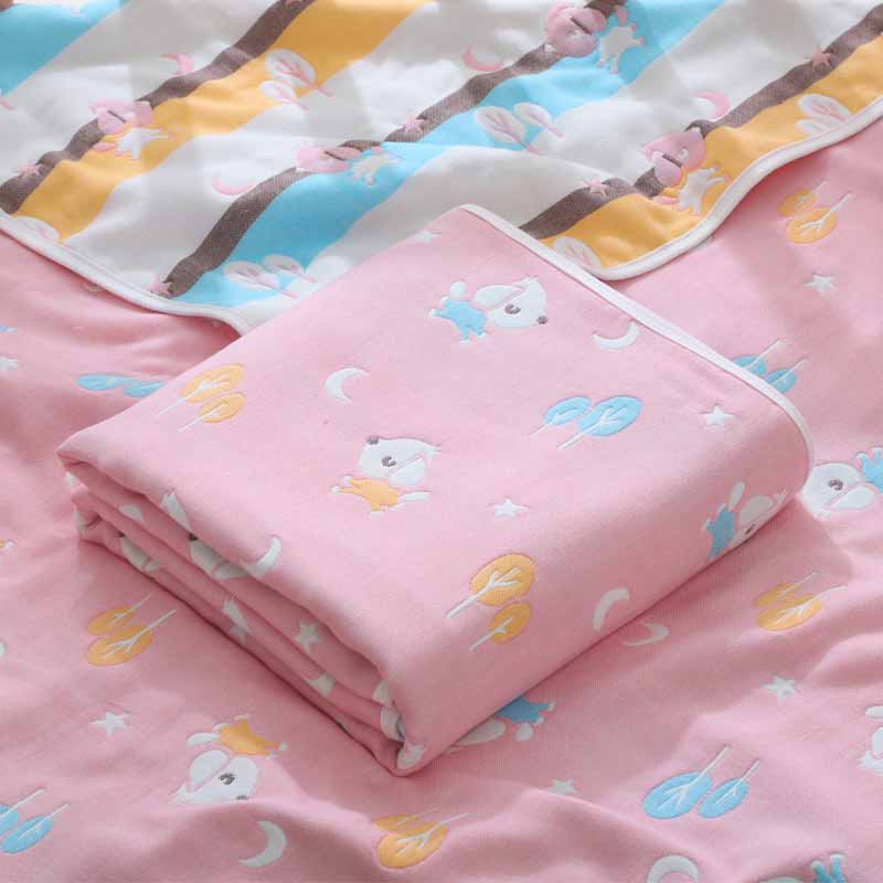 Gasa suave, hidroscopicidad rápida, toallas para bebés, manta para dormir para recién nacidos, colcha, manta para recién nacidos: sky blue pink