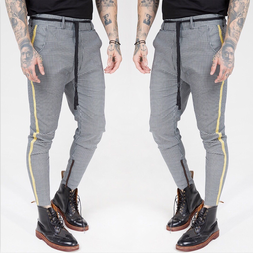 Plaid Hosen Männer Hüfte hüpfen Streetwear Jogginghose Dünne Hosen Männer Turnhallen Kleidung Chino Herren Jogger Hosen