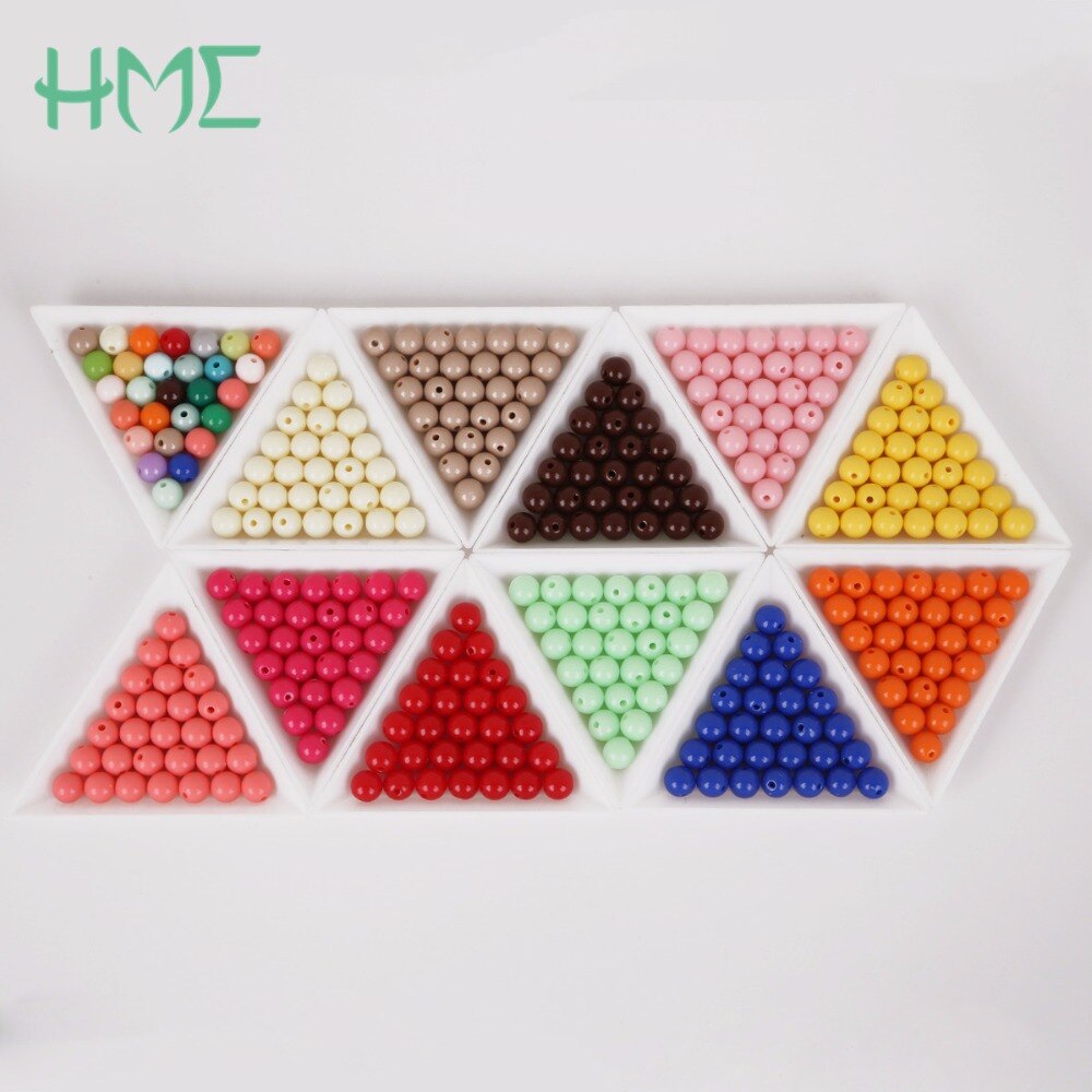 Dia . 8 mm hul ca. 1.8mm 100 stk diy perler skinnende plastik akryl løs afstandsstykke til gør det selv armbånd halskæde 20 farver