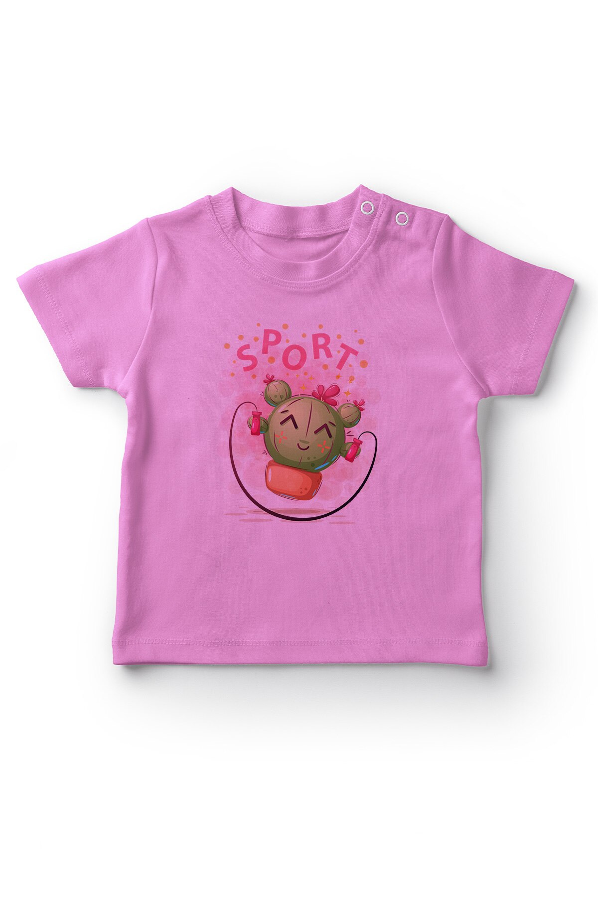 Angemiel Baby In Sport Cactus Meisje Baby T-shirt Roze