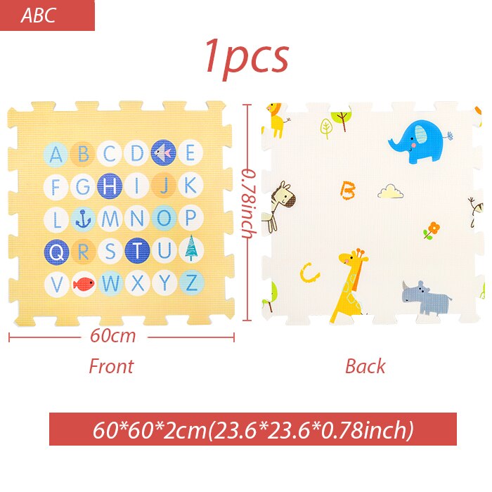 Colchoneta para gatear de bebé de 2cm, colchoneta escalar gruesa para bebés, alfombra plegable para el hogar y fácil de almacenar, manta de espuma para niños: ABC