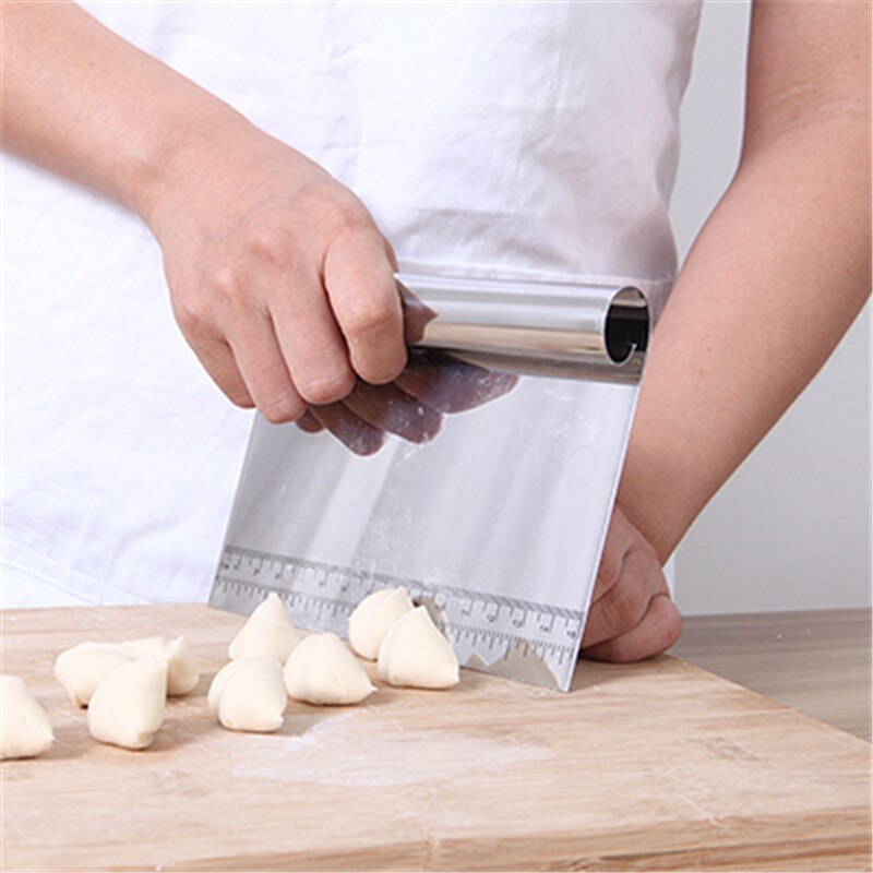 Dough Pastry Scraper Cutter Chopper Stainless Steel Mirror Polished with Measuring Scale Cake Pizza Pastry Bread Separator Knife