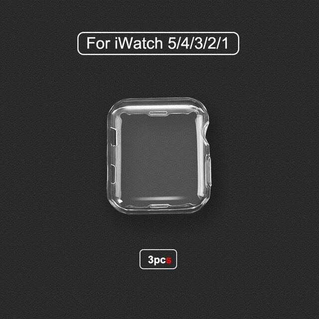 Transparent Cover For Apple Watch Series 6 5 4 3 2 1 38MM 42MM 360 Full Soft Clear TPU Screens Protector Case iWatch 5 44MM 40MM: 3 Pcs Full Cover / 40mm