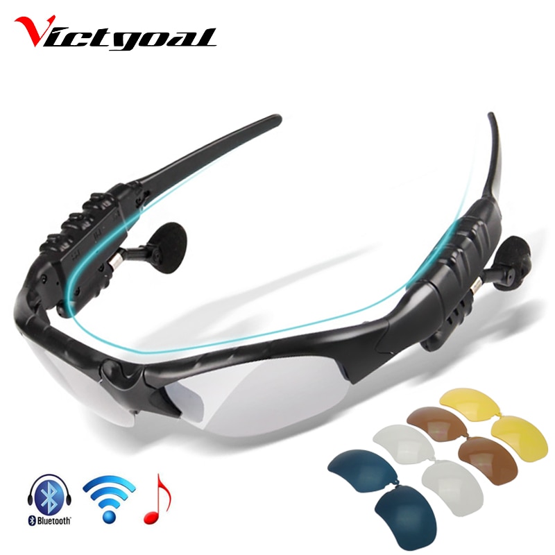 Victgoal Gepolariseerde Fietsen Bril Bluetooth Mannen Motorrijden Zonnebril MP3 Telefoon Fiets Outdoor Sport Running 5 Lens Eyewear