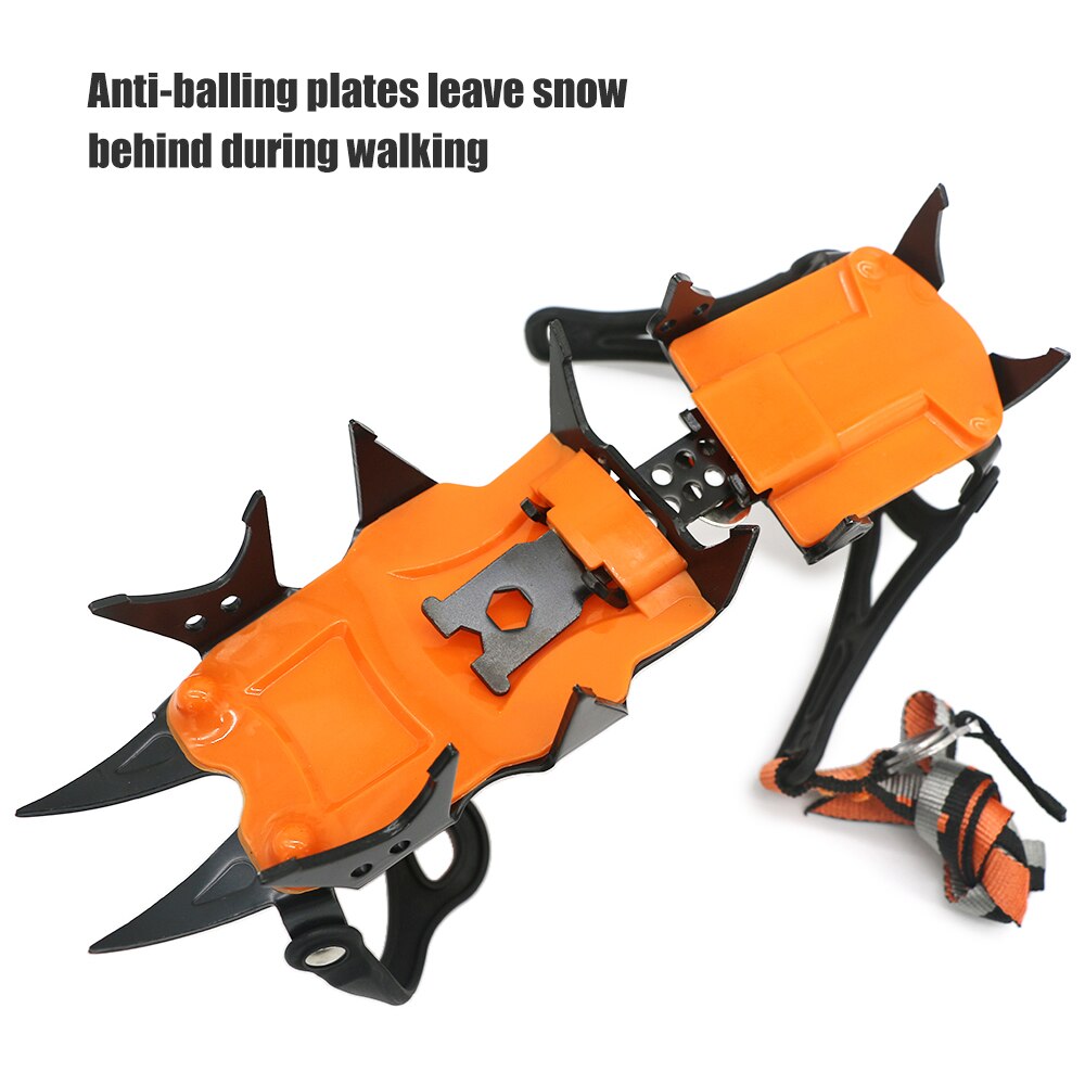 12 Teeth Ice Crampons Climbing Shoes Grippers Ice Gripper Anti-skid Ice Spikes Snow Traction Cleats Carabiner Mountaineering