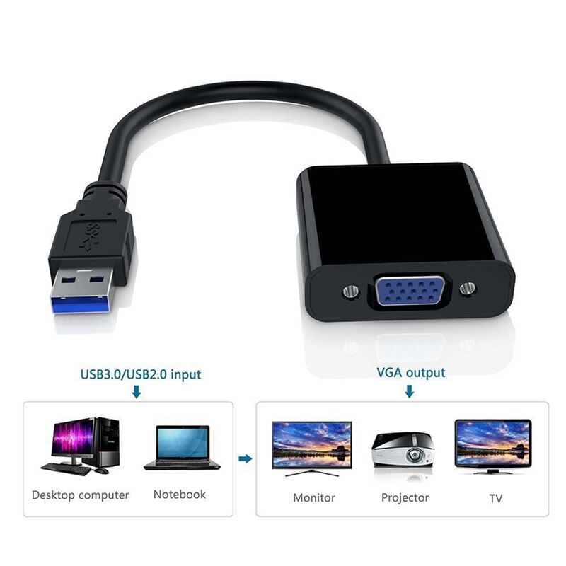 Premium USB 3.0 to VGA Adapter Converter, Full HD External Video Card Multi Monitor Adapter USB to VGA Adapter Converter Support