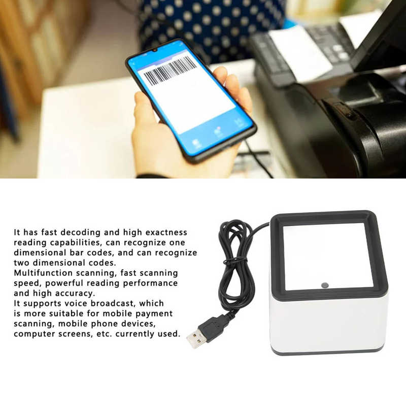 2D 1D Scanner Portable Multifunction All Round Hands Free Desktop Mobile Payment Barcode Scanner document scanner