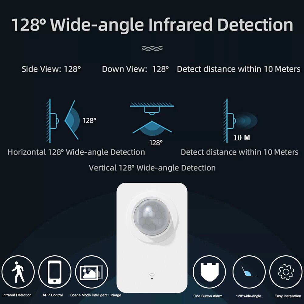 Smart PIR Infrared Motion Sensor Tuya Wifi Automation Human Body Infrared Detector Wireless Security Smart Life Home Alexa