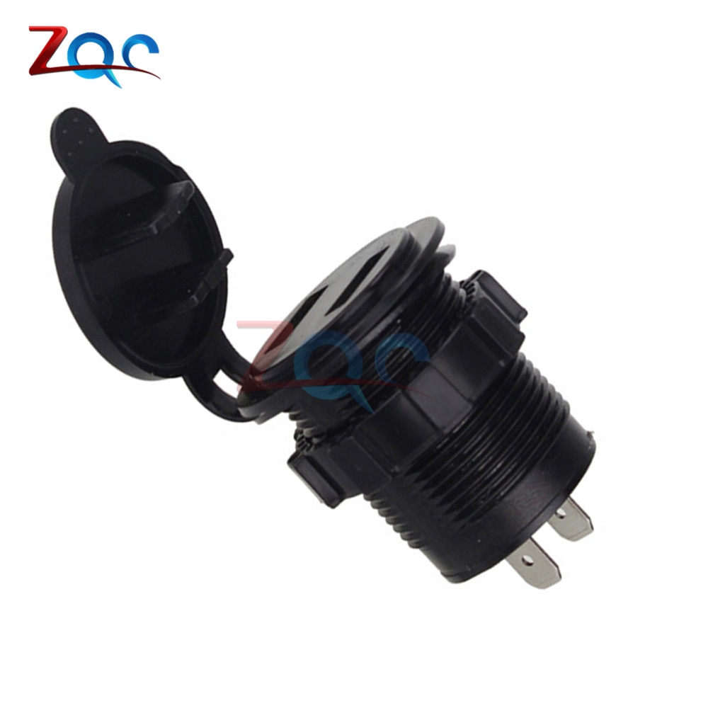 Dual USB Port Car Charger Cigarette Lighter Socket Plug LED Digital Voltmeter Waterproof Mobile Phone Smart Charging Adapter