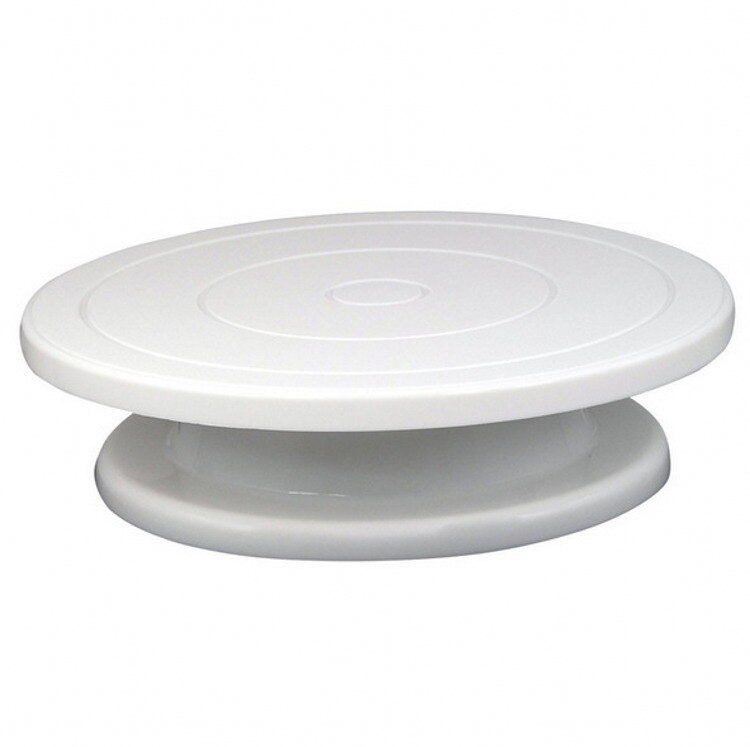 Suporte giratório de plástico para bolo, placas giratórias antiderrapantes para decoração de bolo, mesa rotativa, ferramenta de cozimento: White