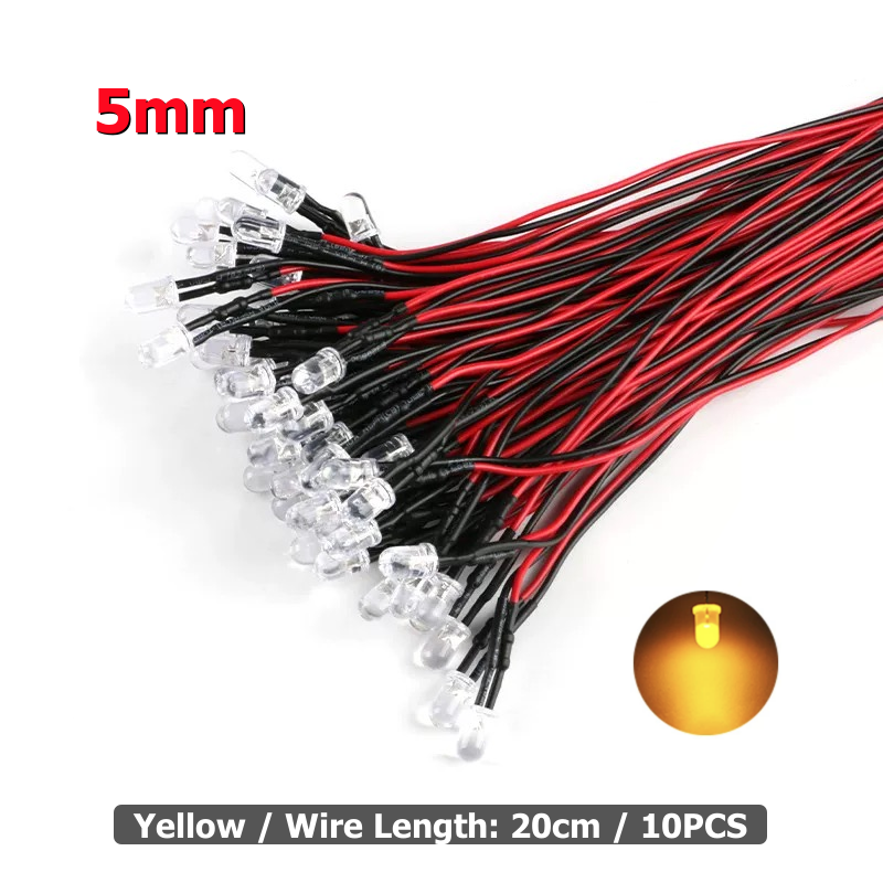 10 Uds. Luz LED de 3mm y 5mm 3V-12V rojo verde azul blanco lámpara piloto Multicolor para coche trepador de control remoto Traxxas TRX4 piezas de juguete axial: Transparente