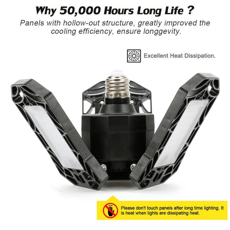 360 Degree High Bay Ceiling Lights E26 40/60W Deformable Led Garage Lights Lamp Indoor Light Industrial Lamp For Workshop Shop