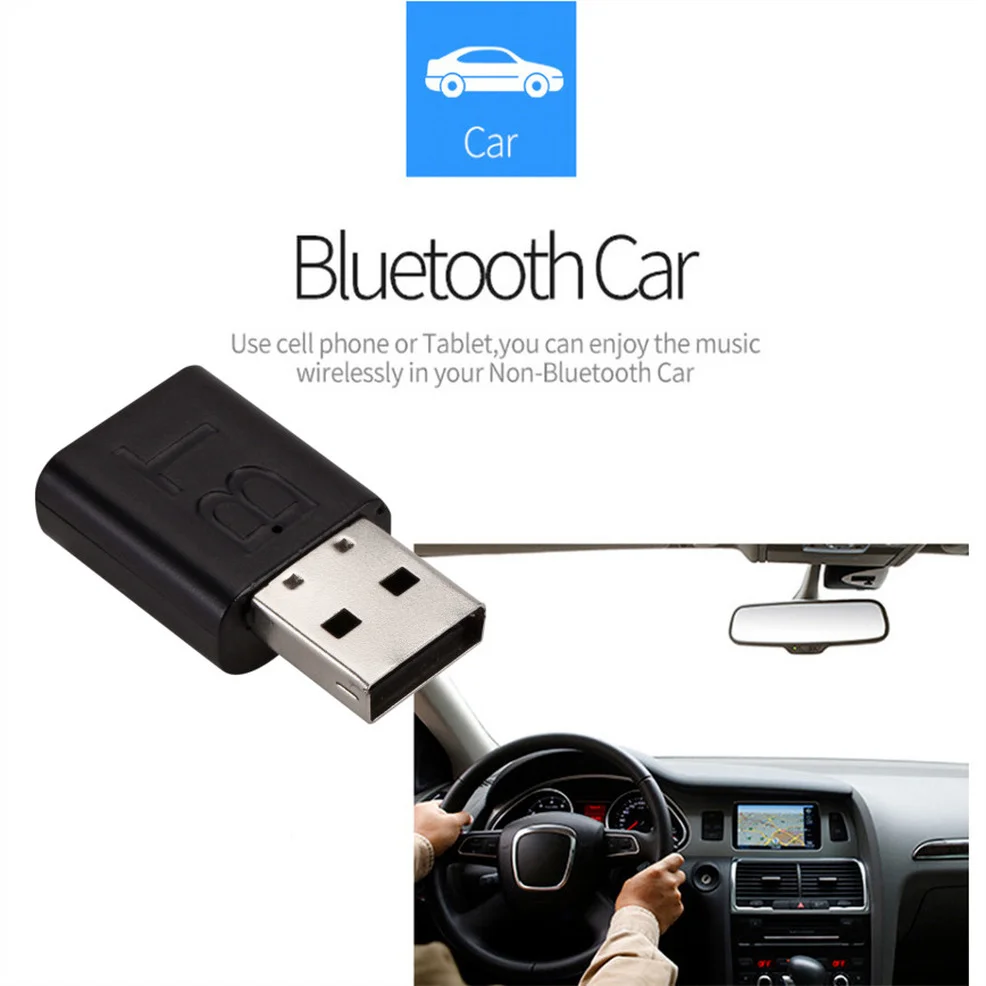 USB Bluetooth 5.0 Adapter Wireless Audio Transmitter Receiver 2 In 1 Adapter with 3.5mm Cable for Car TV Earphone Speaker Aux