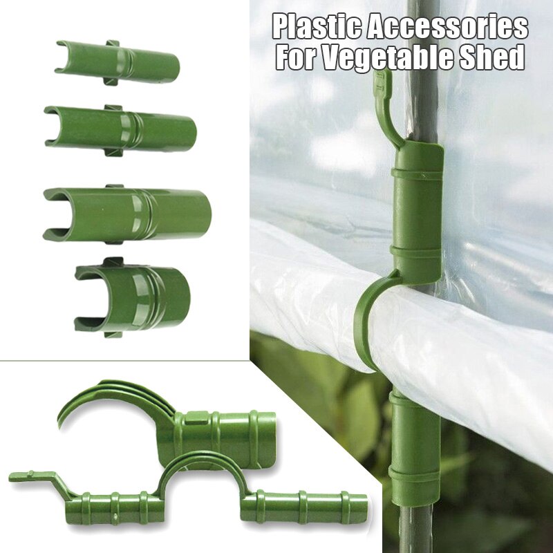 5pcs Greenhouse Frame Pipe Tube Film Clip Clamp Garden Pillar Support Garden Shade Net Accessories Plastic Film Fixed Fittings