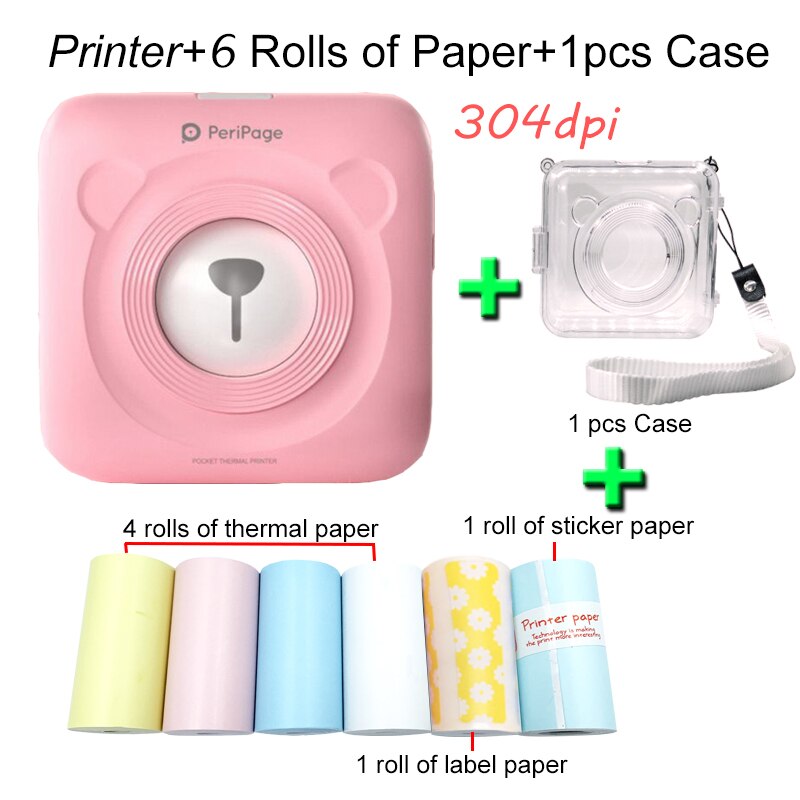 Peripage A6 Photo imprimante d'étiquettes thermiques Mini poche Portable autocollant imprimante impression sans encre pour téléphone Portable android iOS Windows