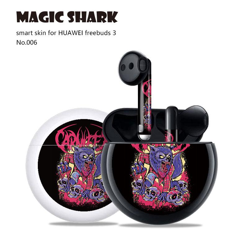 Magic Shark 2.5D pcv malowanie czaszka diabeł naklejki skóry pokrywa Film Case dla HUAWEI Freebuds 3: 006