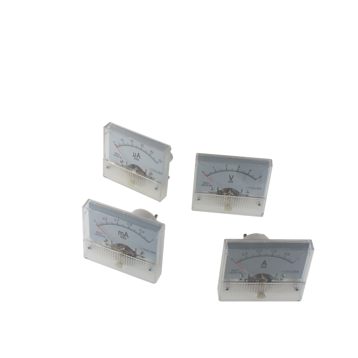 85c1 positive and negative ammeter DC milliammeter microammeter 25ua 50ua 100ua 200mA 300mA 5A 10AVoltmeter Amp Analog Meter