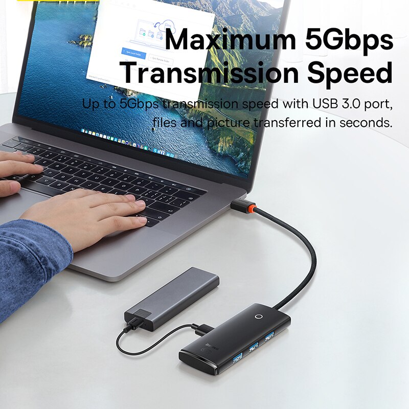 Baseus Usb Hub 4 In 1 Usb C Hub Usb Type C Naar Multi Usb 3.0 Adapter Voor Macbook Pro air Huawei Mate 30 USB-C 3.0 Splitter