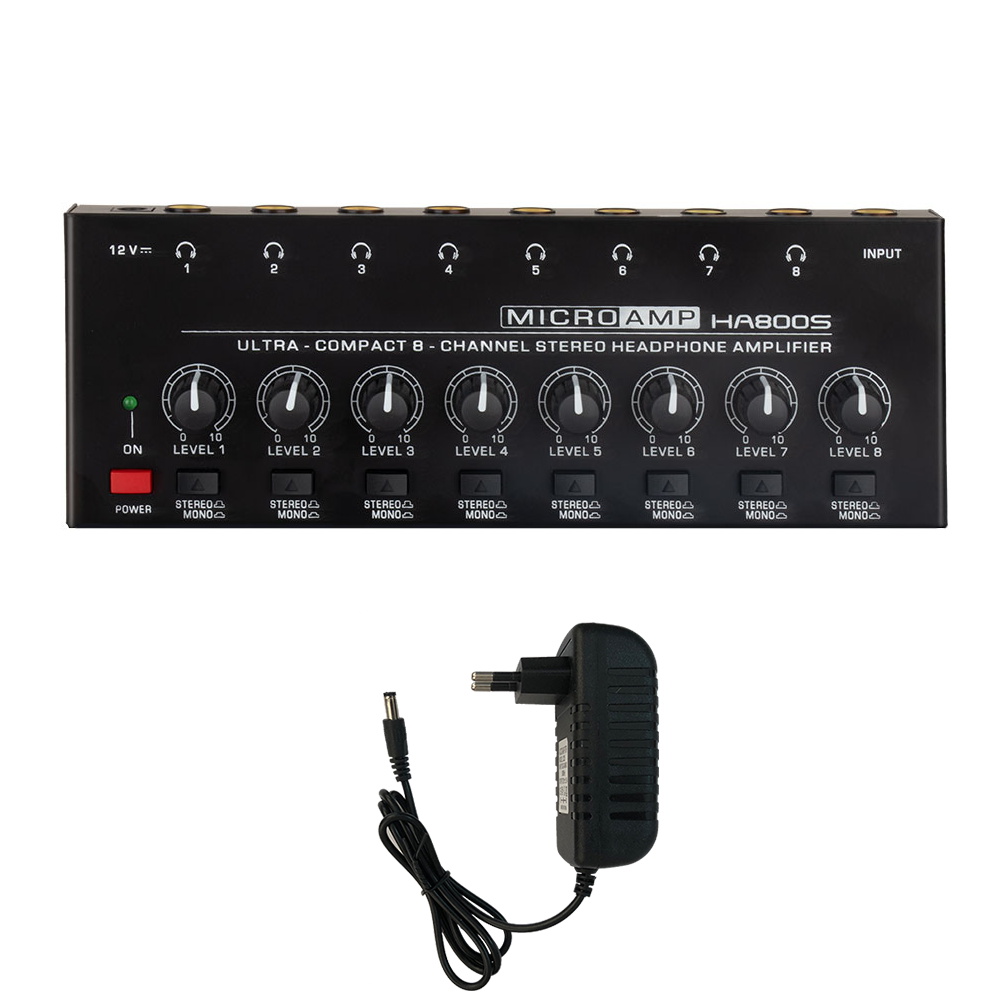 Amplificatore per cuffie stereo a 8 canali con adattatore di alimentazione Amplificatore Audio divisore per auricolari portatile a bassissimo rumore: Viola