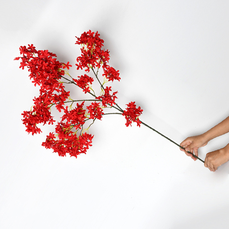 Flor Lila Artificial - Tallo Largo 100cm Flor Seda Flor Cerezo para Decoración Hogar Oficina Hotel Boda Fiesta