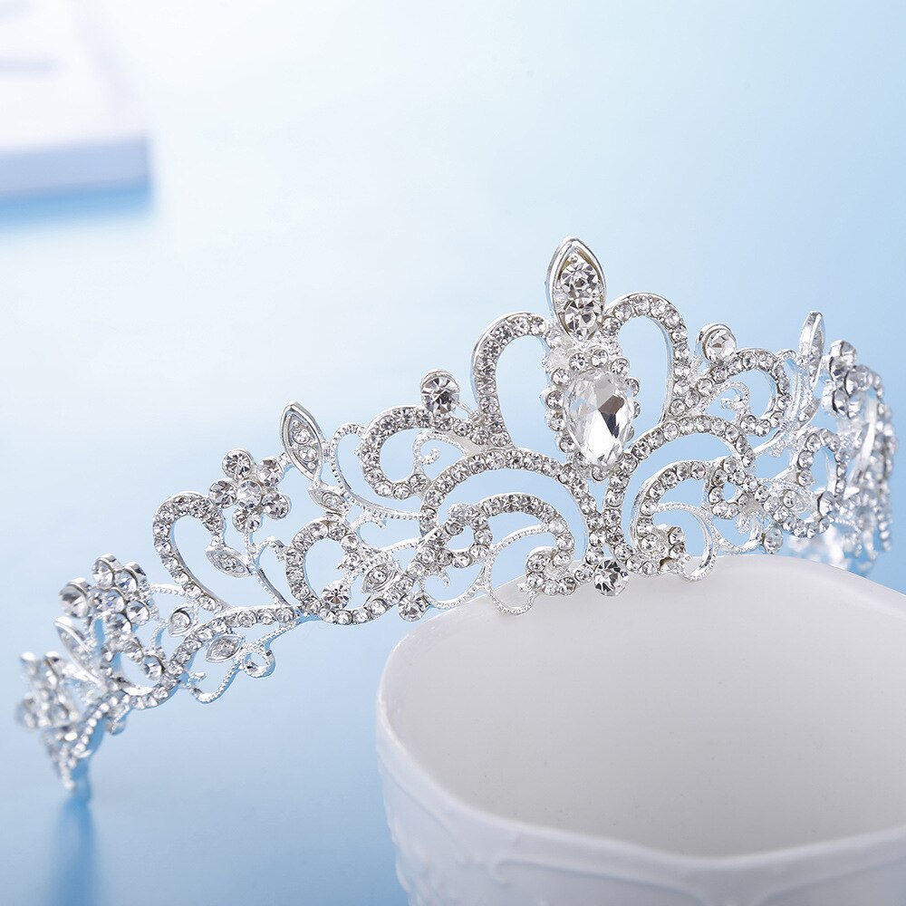 Diadème mariée hårtilbehør til piger spinki diadem og kroner fuld rhinestone knude krone rombe hår kam