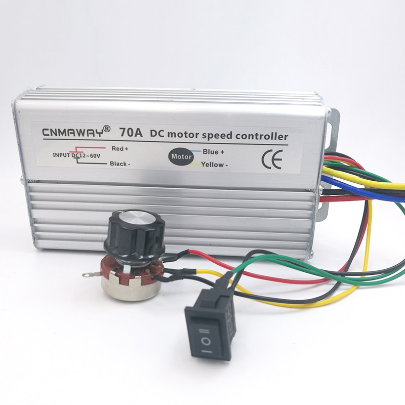 70a dc motorhastighetsregulator 12v-60v reversibel pwm-kontroll forovervendt bryter