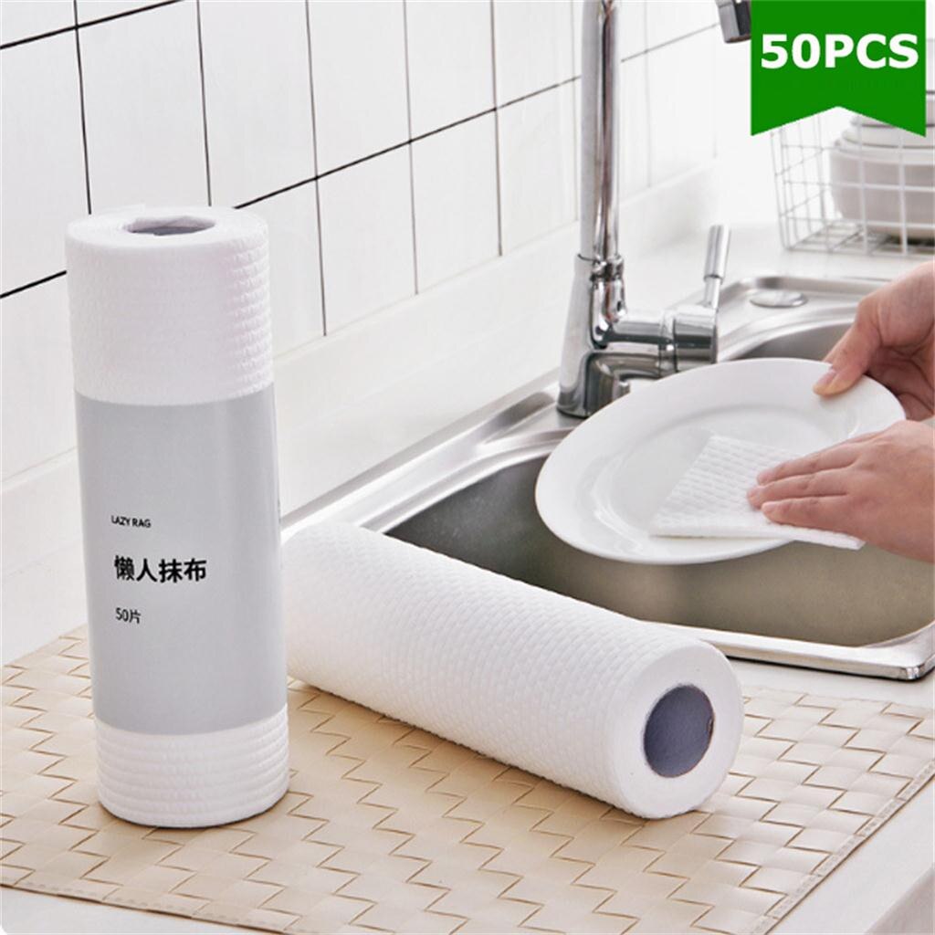 Toallitas desechables de textil no tejido para toallas de papel de cocina húmedas y secas para el hogar, oficina, escuela, toalla de papel, herramienta de limpieza para Cocina