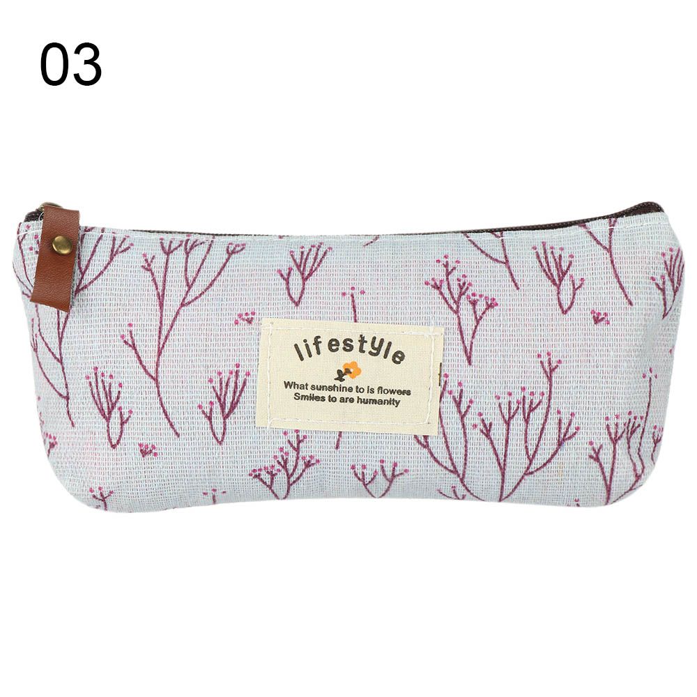Pen Bags Pencil Box Stationery Bag Lovely Canvas Pastoral Floral Pencil Case: Red