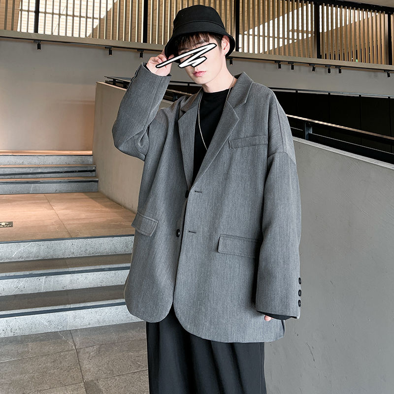Trajes formales de primavera y verano para hombre, traje informal holgado de negocios, chaqueta, ropa de calle Harajuku, traje Social, coreana: Dark Grey / M
