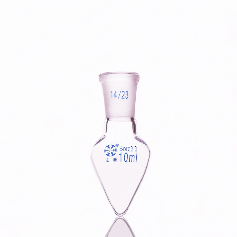 2 stuks Peer-vormige fles, Capaciteit 10 ml, Joint 14/23, hartvormige kolven, grof hartvormige slijpen flessen
