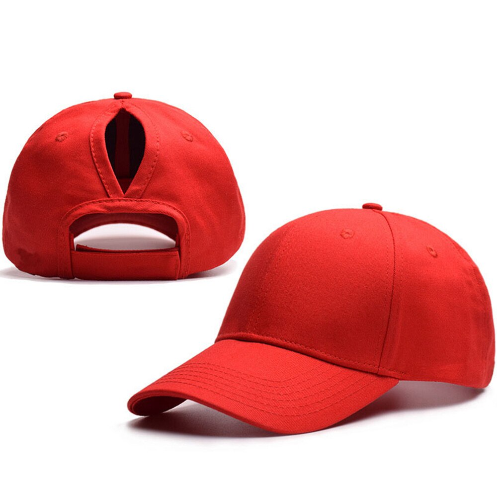 Zomer katoenen paardenstaart baseballpet dames camouflage pet snapback vader hoed knot dame meisjes reishoed klep: Katoenrood