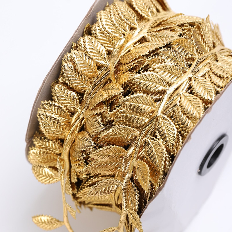 100Meter/Roll Printed Wrap Ribbon Bows Golden Ribbon For Home Party Decorative Handmade DIY Tree Leaf Ribbon For Crafts