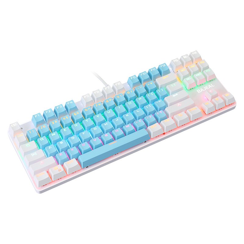 87 Key Gaming Mechanical Keyboard Doubleshot Keycaps Blue Axis Office Business Mechanical Keyboard for Notebook Tablet Computer